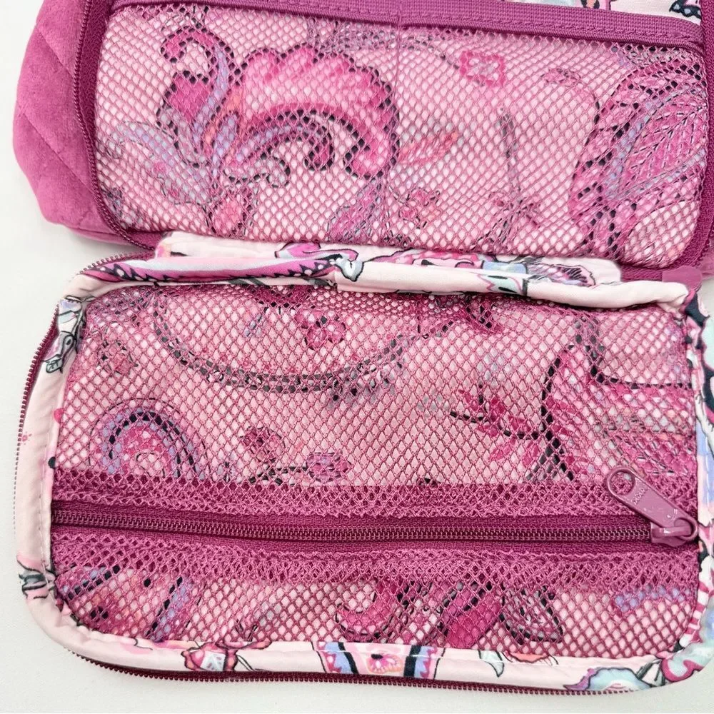 Vera Bradley Majestic Magenta Quilted Velvet Compact Organizer Makeup Bag NEW
